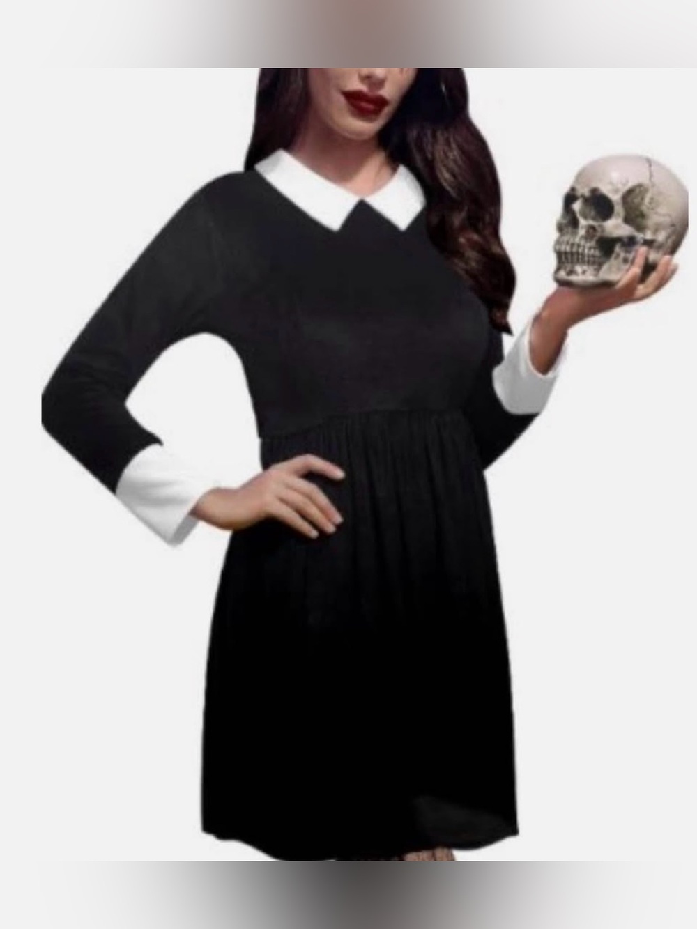 Spadehill Women's Long Sleeve Peter Pan Collar Above Knee Halloween Dress Velvet